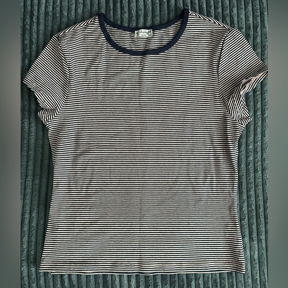 Intimately by Free People Morning Pages Baby Tee - Navy Blue & Peach - Size M